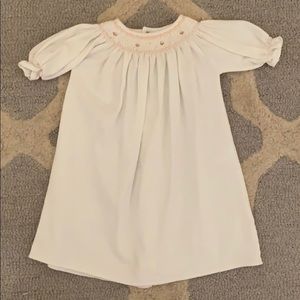 6-9M White Smocked Dress with Hand Embroidery